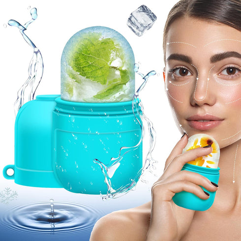AURUZA Ice Face Roller and Gua Sha Set, Ice Roller for Face & Eye Puffiness Relief Beauty Facial Rollers Mold Icing Self Skin Care Massage Cube Sk...